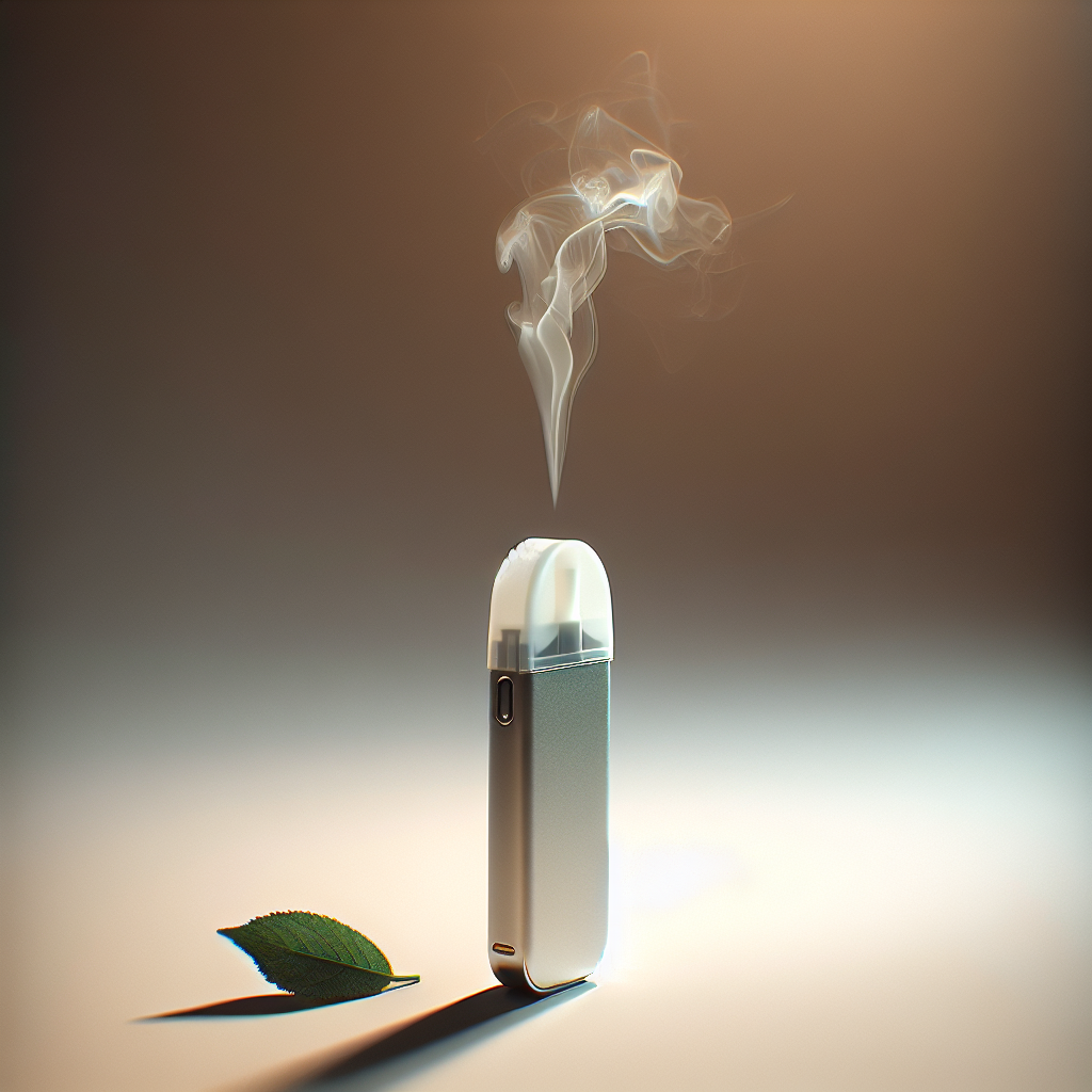 Одноразовий под на нейтральному тлі з листочком — натяк на натуральний смак, ілюстрація для статей про купити одноразку через сайт