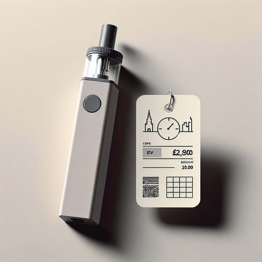Мінімалістичне зображення одноразового вейпа з купоном і іконкою швидкої доставки, купити одноразовий вейп по купону