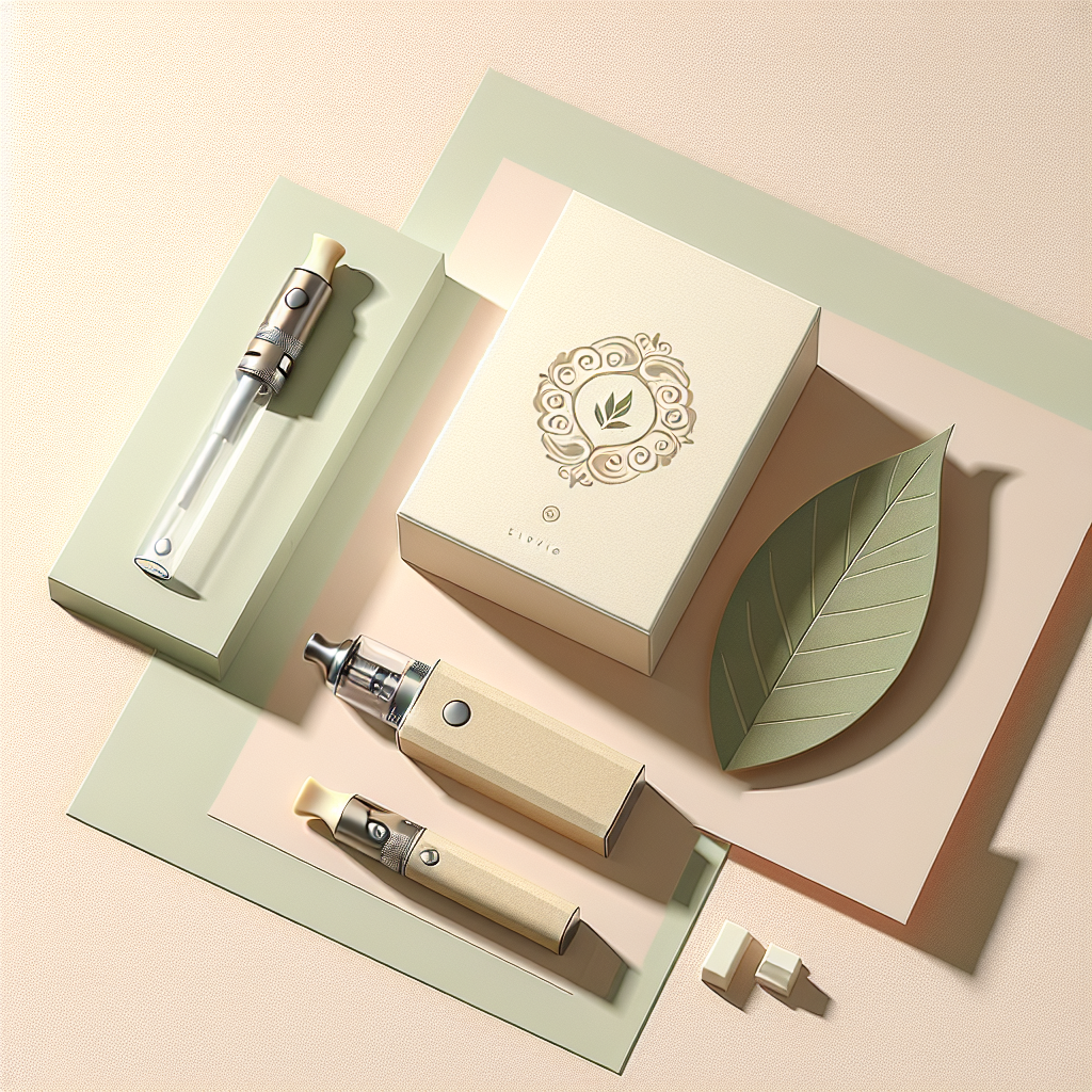 Мінімалістичне зображення одноразового вейпа без зарядки поруч із подарунковою упаковкою з емблемою кремового смаку