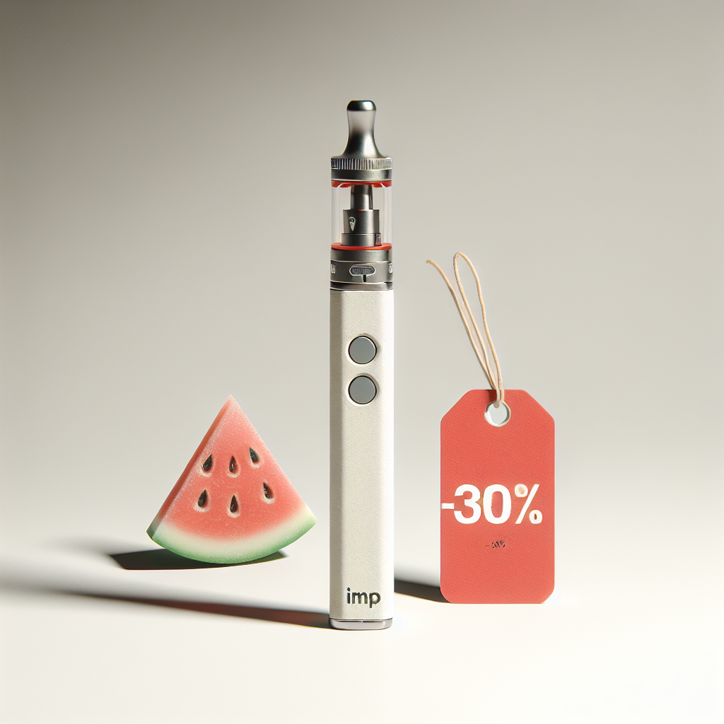 Одноразовий под Elf Bar на білому тлі з ярликом -30% та іконками арбуза і полуниці — купити Elf Bar Україна