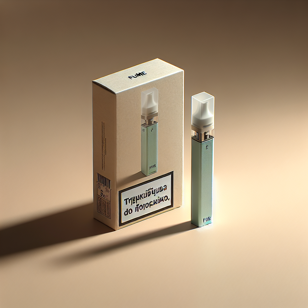 Одноразовий вейп Fume з позначкою 2% нікотину і написом тільки для дорослих на мінімалістичному фоні