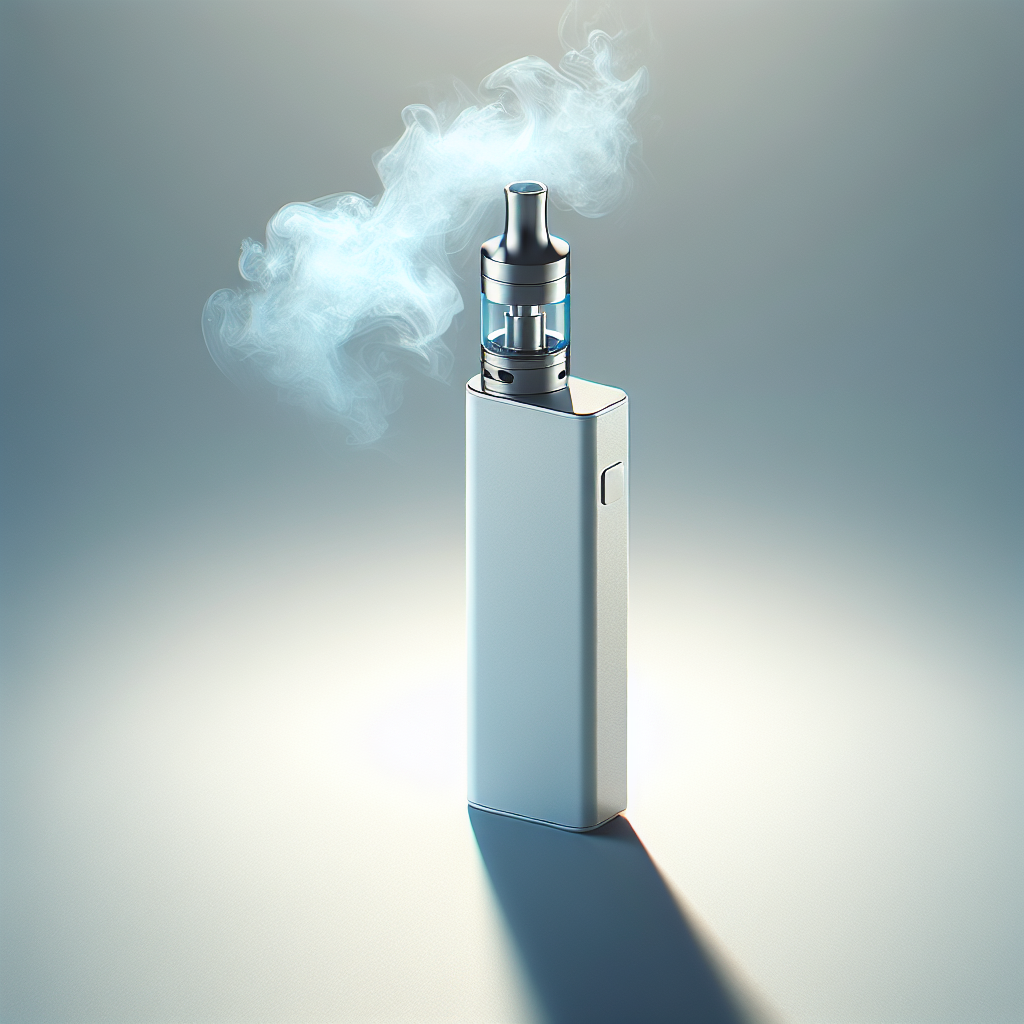 Мінімалістичний одноразовий вейп з легким синім паром, що підкреслює ефект холодка